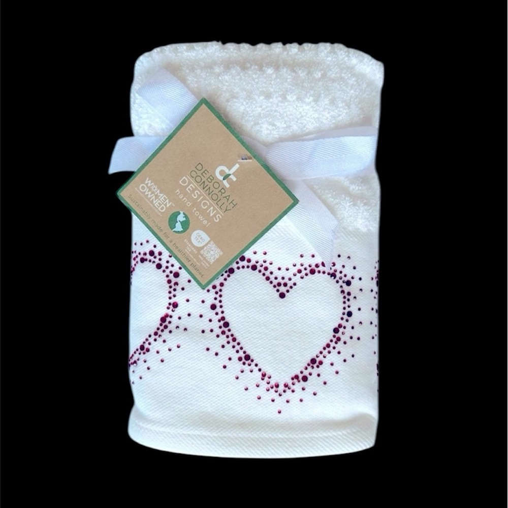 Red Rhinestones Hearts Hand Towels Set NEW WITH TAGS - Picture 9 of 9